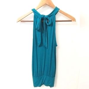 NWT Teal Keyhole Tie Blouse